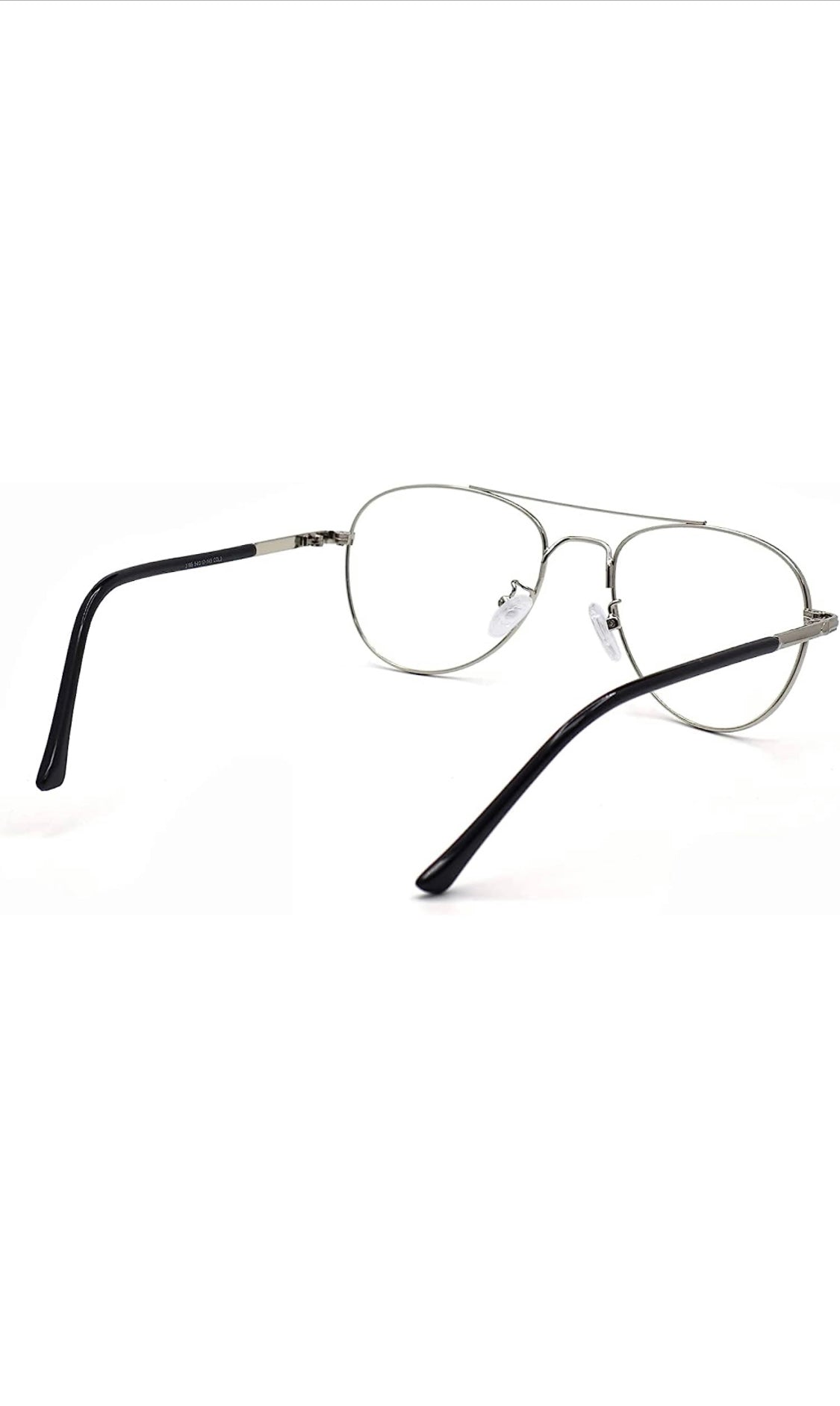 Unisex Aviator Blu Cut Blue ray Protection Anti Glare Zero Power Computer Protection Eyeglasses For Men and Women Spectacle Frame (Silver)
