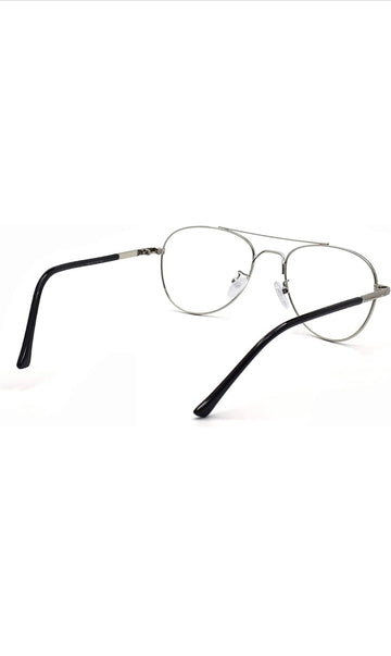 Unisex Aviator Blu Cut Blue ray Protection Anti Glare Zero Power Computer Protection Eyeglasses For Men and Women Spectacle Frame (Silver)