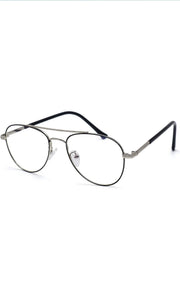 Unisex Aviator Blu Cut Blue ray Protection Anti Glare Zero Power Computer Protection Eyeglasses For Men and Women Spectacle Frame (Black & Silver)