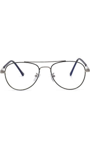 Unisex Aviator Blu Cut Blue ray Protection Anti Glare Zero Power Computer Protection Eyeglasses For Men and Women Spectacle Frame (Black & Silver)