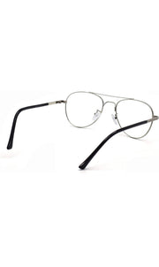 Unisex Aviator Blu Cut Blue ray Protection Anti Glare Zero Power Computer Protection Eyeglasses For Men and Women Spectacle Frame (Black & Silver)