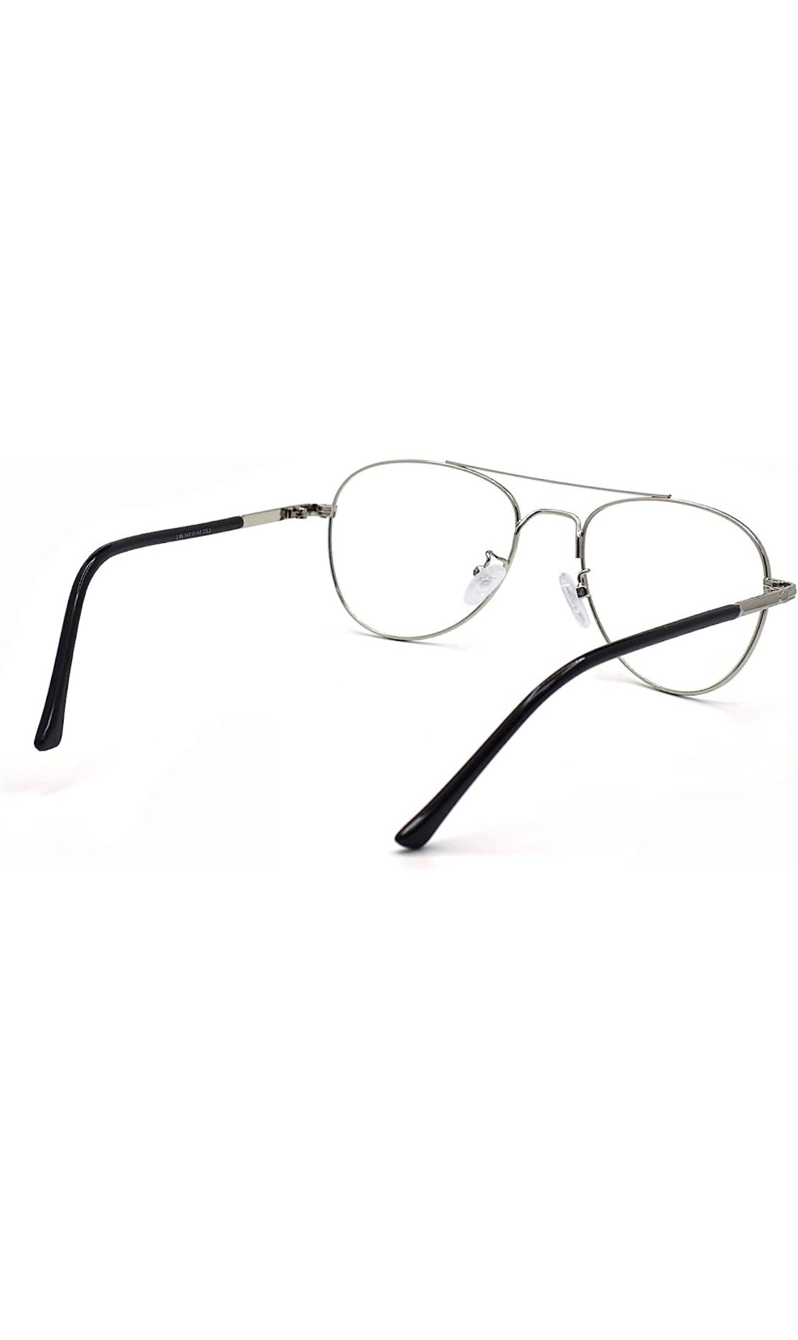 Unisex Aviator Blu Cut Blue ray Protection Anti Glare Zero Power Computer Protection Eyeglasses For Men and Women Spectacle Frame (Black & Silver)
