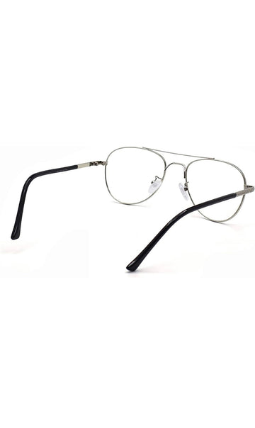 Unisex Aviator Blu Cut Blue ray Protection Anti Glare Zero Power Computer Protection Eyeglasses For Men and Women Spectacle Frame (Black & Silver)