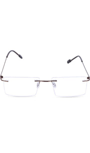 Rectangle Signature Rimless Frame (Copper Brown)