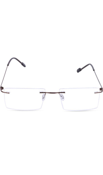 Rectangle Signature Rimless Frame (Copper Brown)