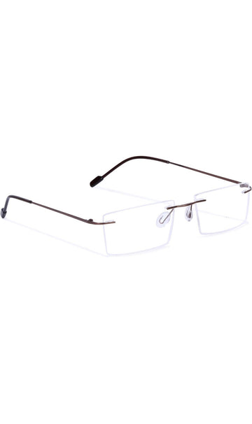 Rectangle Signature Rimless Frame (Copper Brown)