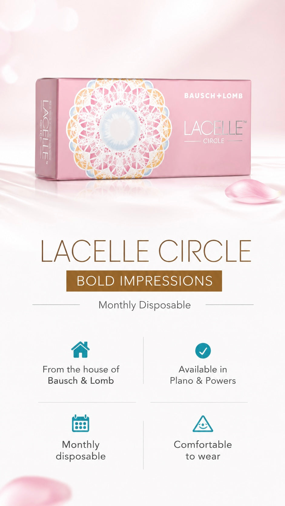 Bausch + Lomb Lacelle Circle Colour Monthly Contact Lens – Brown Single Lens Pack