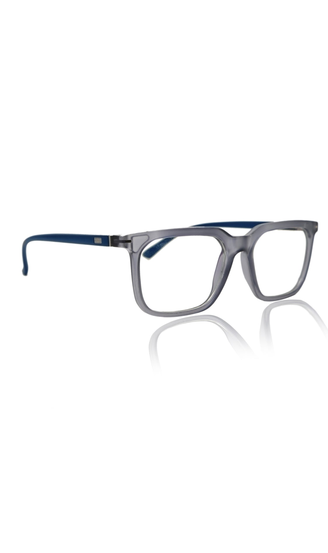 Colour Frame Series: Stylish Square Spectacle Frames with Blue Ray Protection and Anti-Glare Glasses for Men and Women (Frosted Grey Blue)
