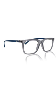 Colour Frame Series: Stylish Square Spectacle Frames with Blue Ray Protection and Anti-Glare Glasses for Men and Women (Frosted Grey Blue)