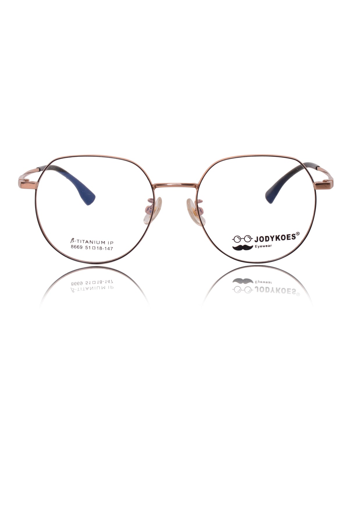 Luxury Series : Pure Titanium Metal Spectacle Eyeglasses | New Shape Round Metal Eyewear Frame (Black And Gold)