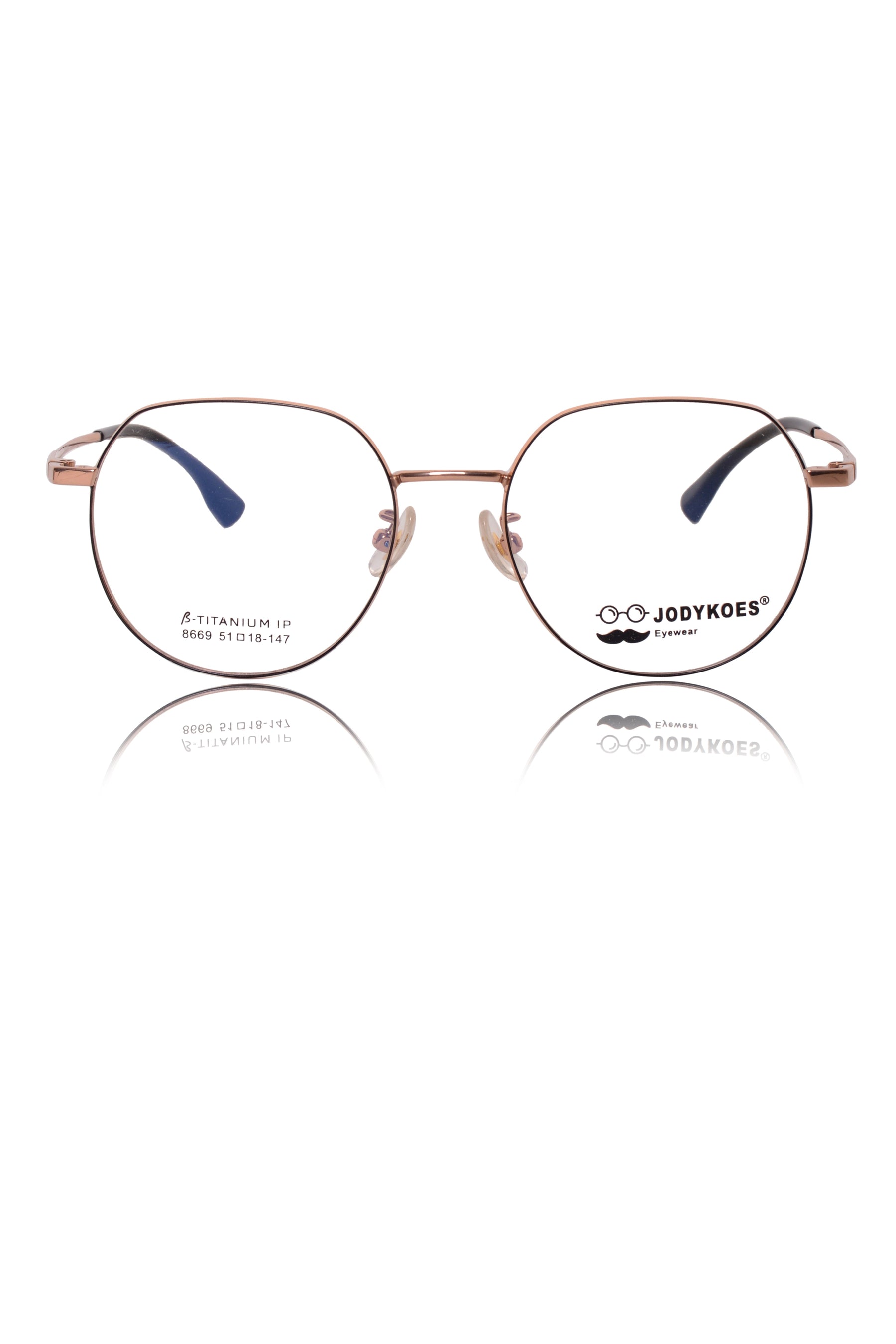 Luxury Series : Pure Titanium Metal Spectacle Eyeglasses | New Shape Round Metal Eyewear Frame (Black And Gold)