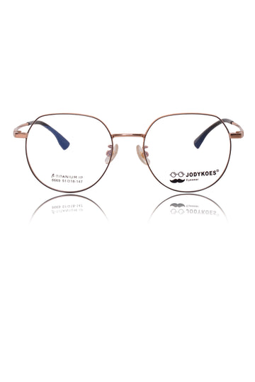 Luxury Series : Pure Titanium Metal Spectacle Eyeglasses | New Shape Round Metal Eyewear Frame (Black And Gold)