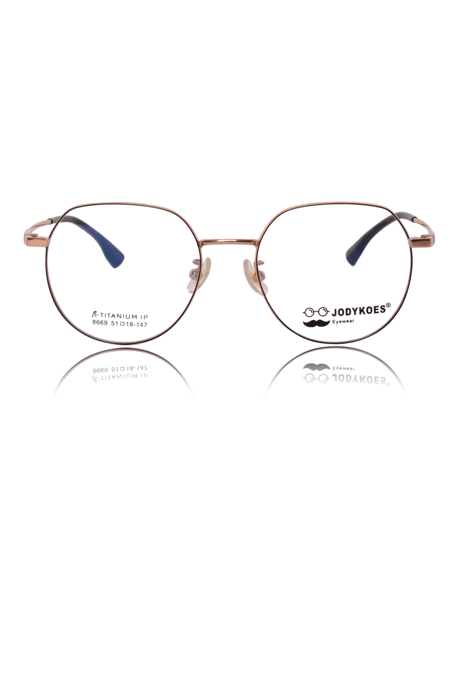 Luxury Series : Pure Titanium Metal Spectacle Eyeglasses | New Shape Round Metal Eyewear Frame (Black And Gold)