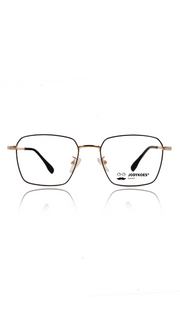 Premium Series Metal Spectacle Frame With Anti-Glare Blue Light Blocking Eyeglasses for Men and Women | Computer and Mobile Phone Protection Eyewear Frames (Black and Gold)