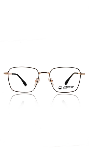Premium Series Metal Spectacle Frame With Anti-Glare Blue Light Blocking Eyeglasses for Men and Women | Computer and Mobile Phone Protection Eyewear Frames (Black and Gold)
