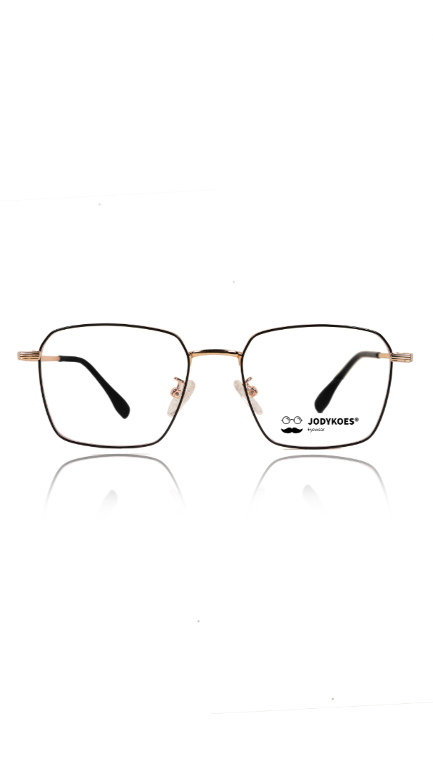 Premium Series Metal Spectacle Frame With Anti-Glare Blue Light Blocking Eyeglasses for Men and Women | Computer and Mobile Phone Protection Eyewear Frames (Black and Gold)