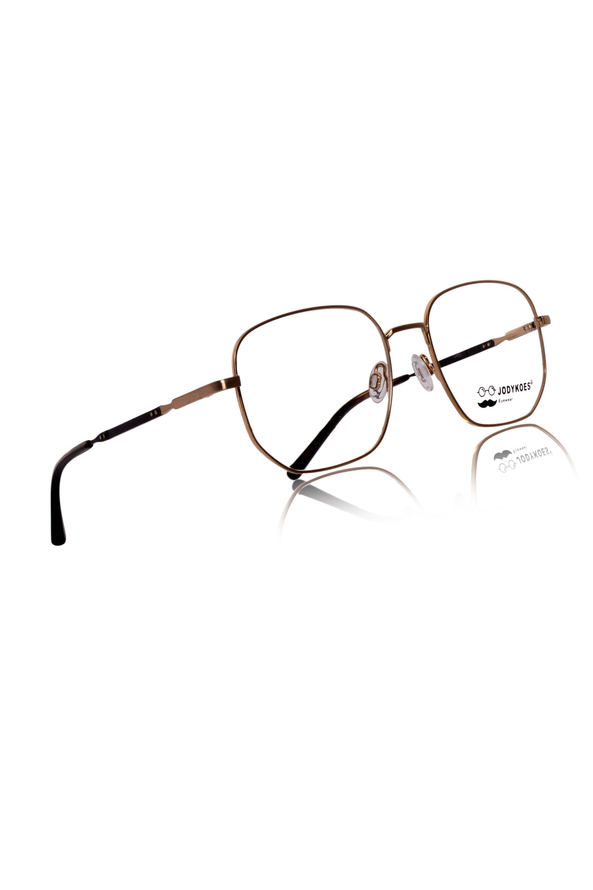 Luxury Series : Pure Titanium Metal Spectacle Eyeglasses | New Shape Square Metal Eyewear Frame (Matte Gold)