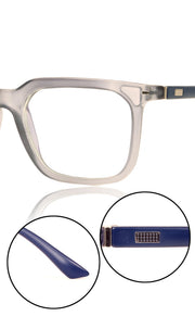 Colour Frame Series: Stylish Square Spectacle Frames with Blue Ray Protection and Anti-Glare Glasses for Men and Women (Frost Transparent Blue)