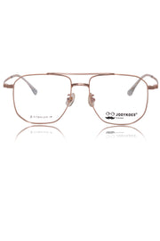 Luxury Series : Pure Titanium Metal Spectacle Eyeglasses | New Shape Double Bar Square Metal Eyewear Frame (Gold)