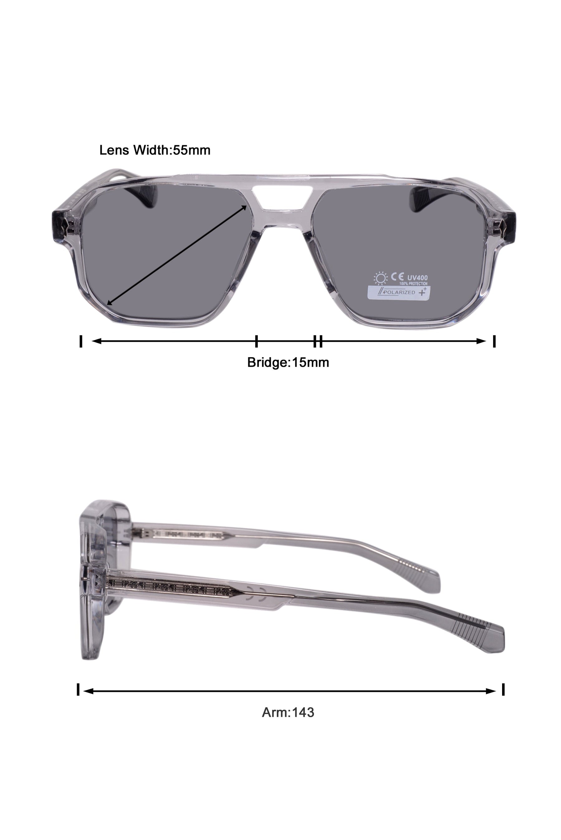 Legacy Aviator Sunglasses – UV400 Polarized (Crystal Gray)