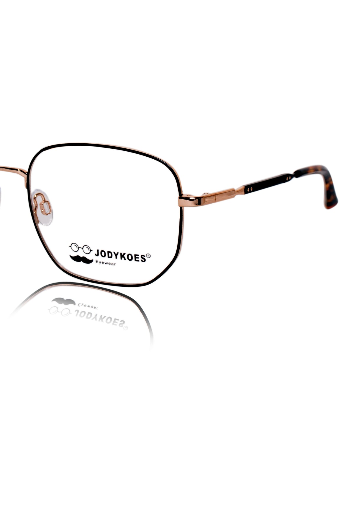 Luxury Series : Pure Titanium Metal Spectacle Eyeglasses | New Shape Square Metal Eyewear Frame (Black And Gold)