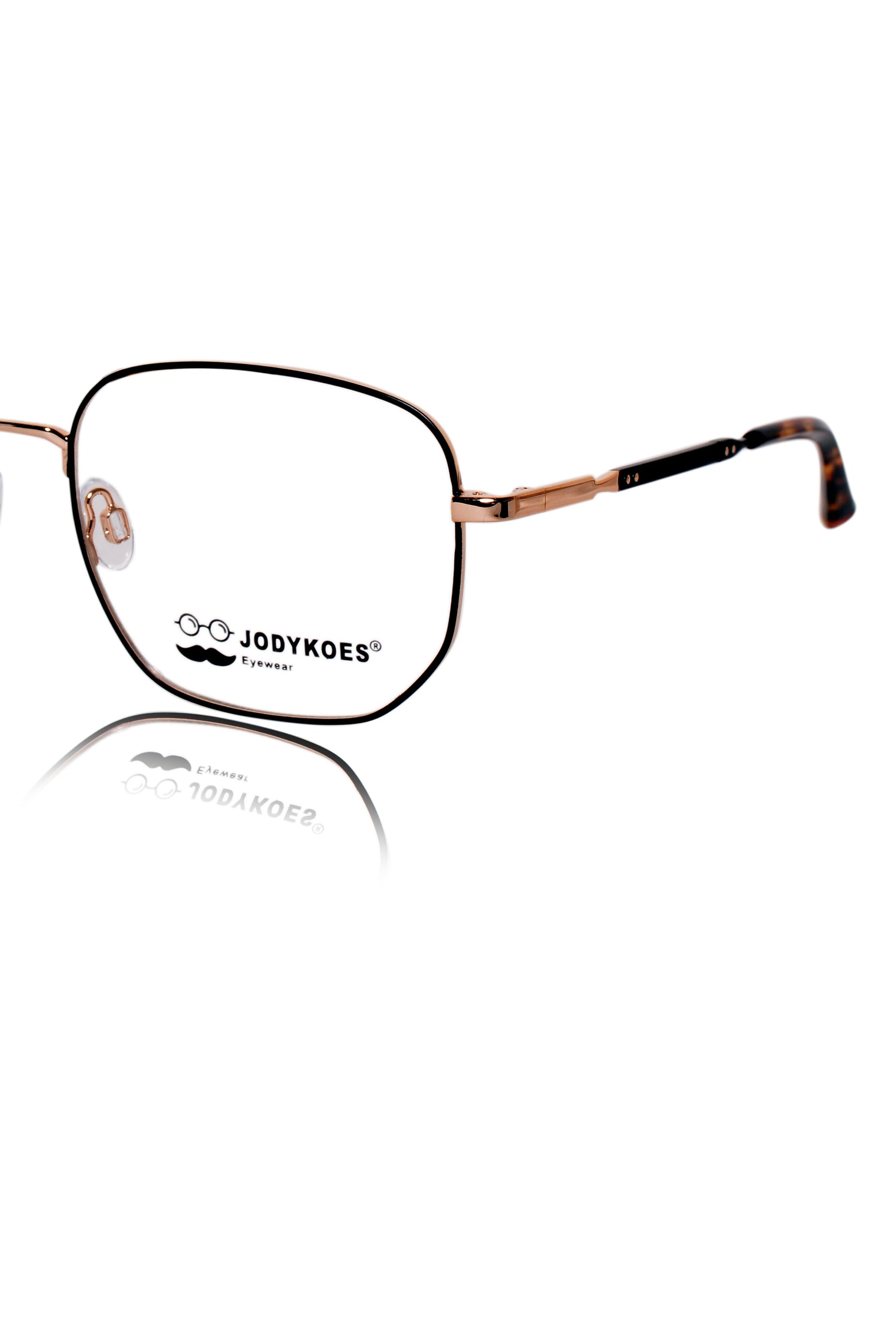 Luxury Series : Pure Titanium Metal Spectacle Eyeglasses | New Shape Square Metal Eyewear Frame (Black And Gold)