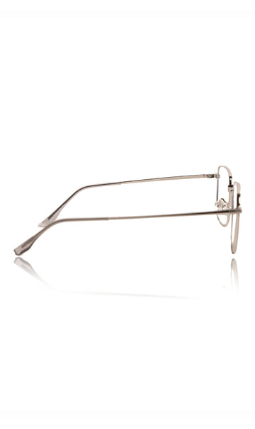 Premium Series Metal Spectacle Frame With Anti-Glare Blue Light Blocking Eyeglasses for Men and Women | Computer and Mobile Phone Protection Eyewear Frames (Black and Silver)