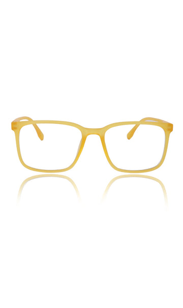 Colour Series : Vibrant colours eyewear rectangle frames with anti glare and blue filter eyeglasses for men and women (Banana Yellow)