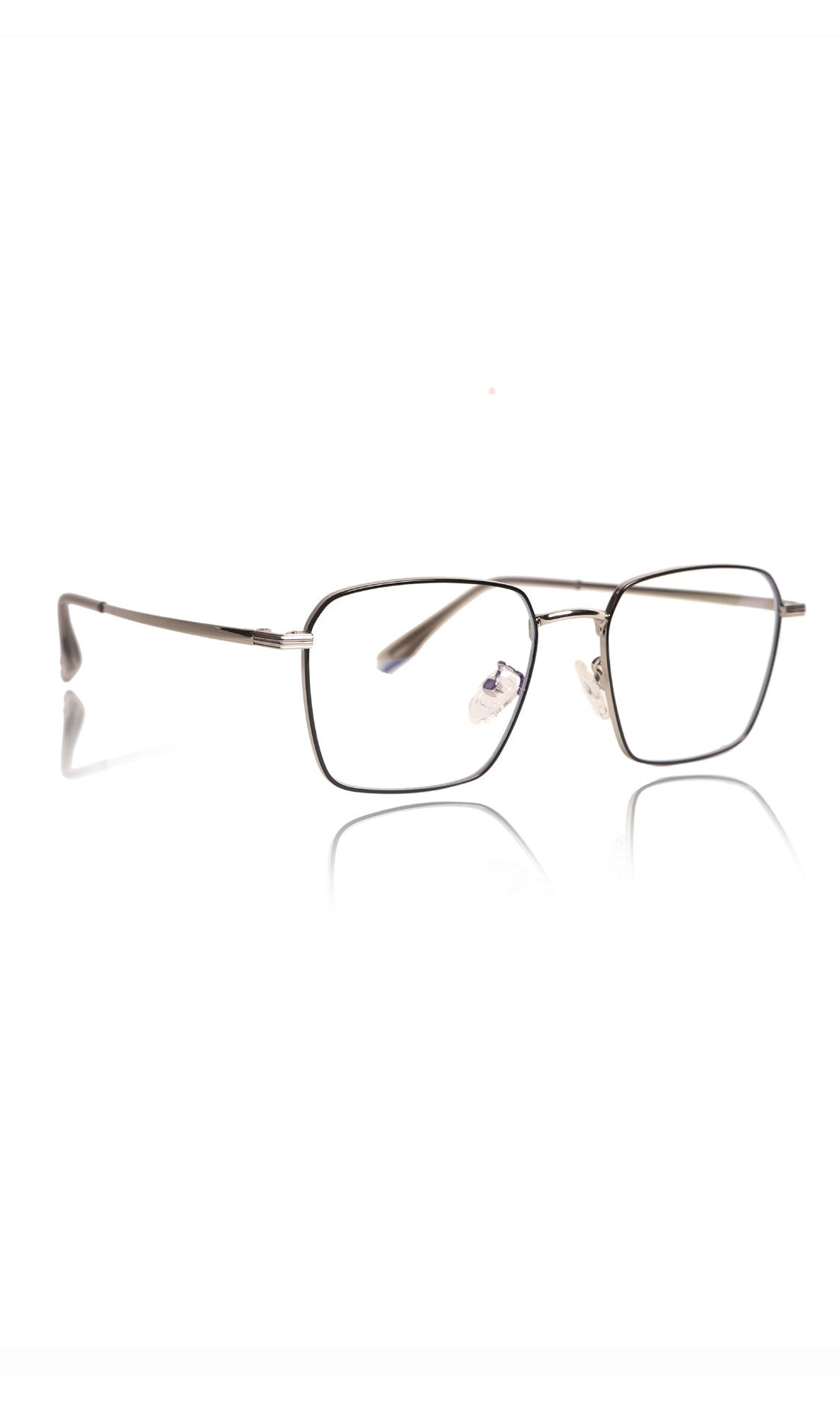 Premium Series Metal Spectacle Frame With Anti-Glare Blue Light Blocking Eyeglasses for Men and Women | Computer and Mobile Phone Protection Eyewear Frames (Black and Silver)