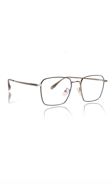 Premium Series Metal Spectacle Frame With Anti-Glare Blue Light Blocking Eyeglasses for Men and Women | Computer and Mobile Phone Protection Eyewear Frames (Black and Silver)