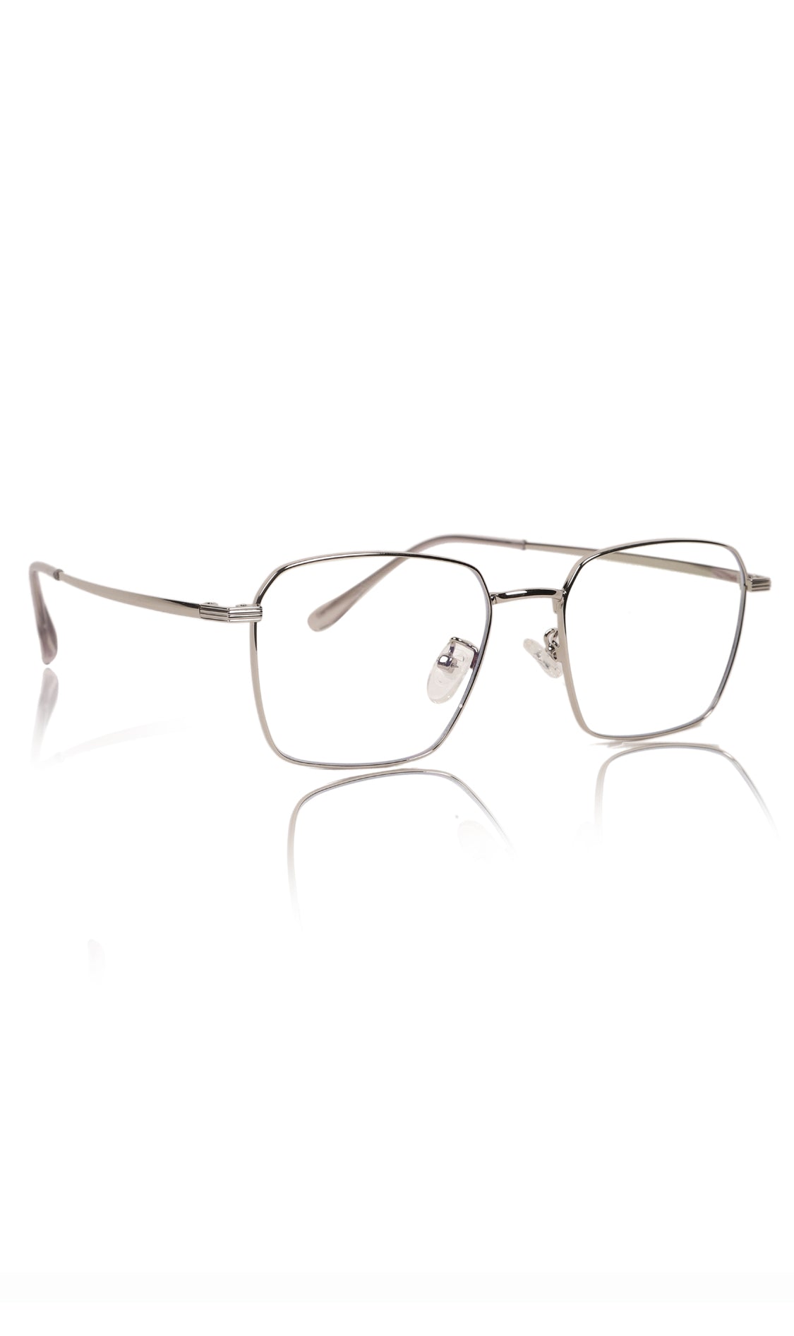 Premium Series Metal Spectacle Frame With Anti-Glare Blue Light Blocking Eyeglasses for Men and Women | Computer and Mobile Phone Protection Eyewear Frames (Silver)