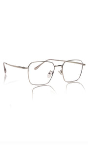Premium Series Metal Spectacle Frame With Anti-Glare Blue Light Blocking Eyeglasses for Men and Women | Computer and Mobile Phone Protection Eyewear Frames (Silver)