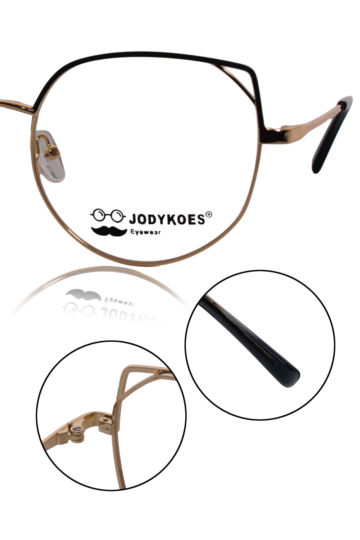 Luxury Series : Pure Titanium Metal Spectacle Eyeglasses | Cat Eye Metal Eyewear Frame (Green and Gold)