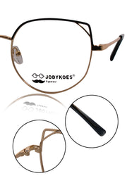 Luxury Series : Pure Titanium Metal Spectacle Eyeglasses | Cat Eye Metal Eyewear Frame (Green and Gold)