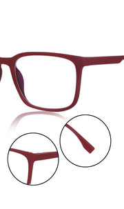 Colour Series : Vibrant colours eyewear rectangle frames with anti glare and blue filter eyeglasses for men and women (Cherry Red)