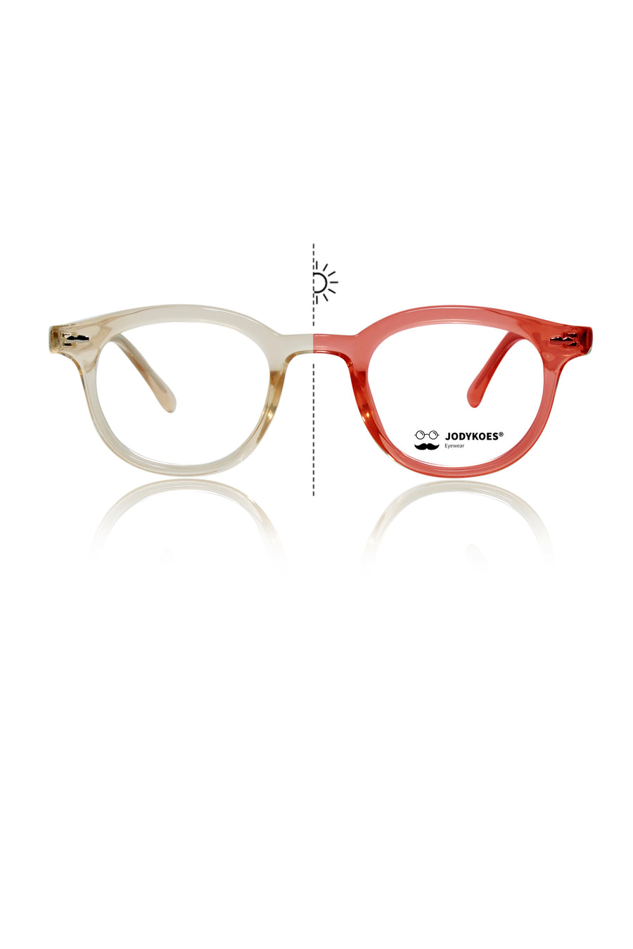 Color-Changing Eyewear Frames | Stylish Pure Acetate UV Protection Glasses | Lightweight & Durable Optical Frames for Men & Women (LIGHT BROWN-RED)