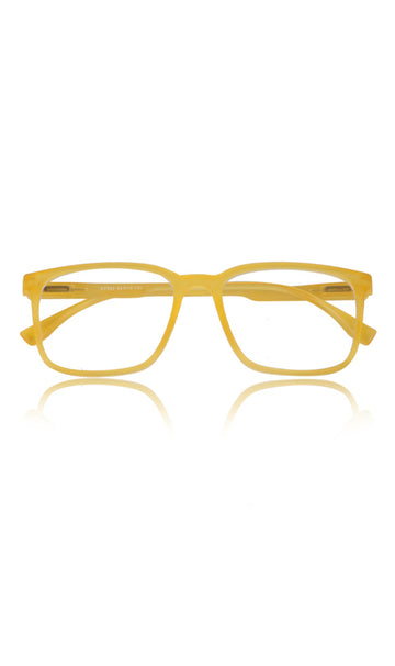 Colour Series : Vibrant colours eyewear rectangle frames with anti glare and blue filter eyeglasses for men and women (Banana Yellow)