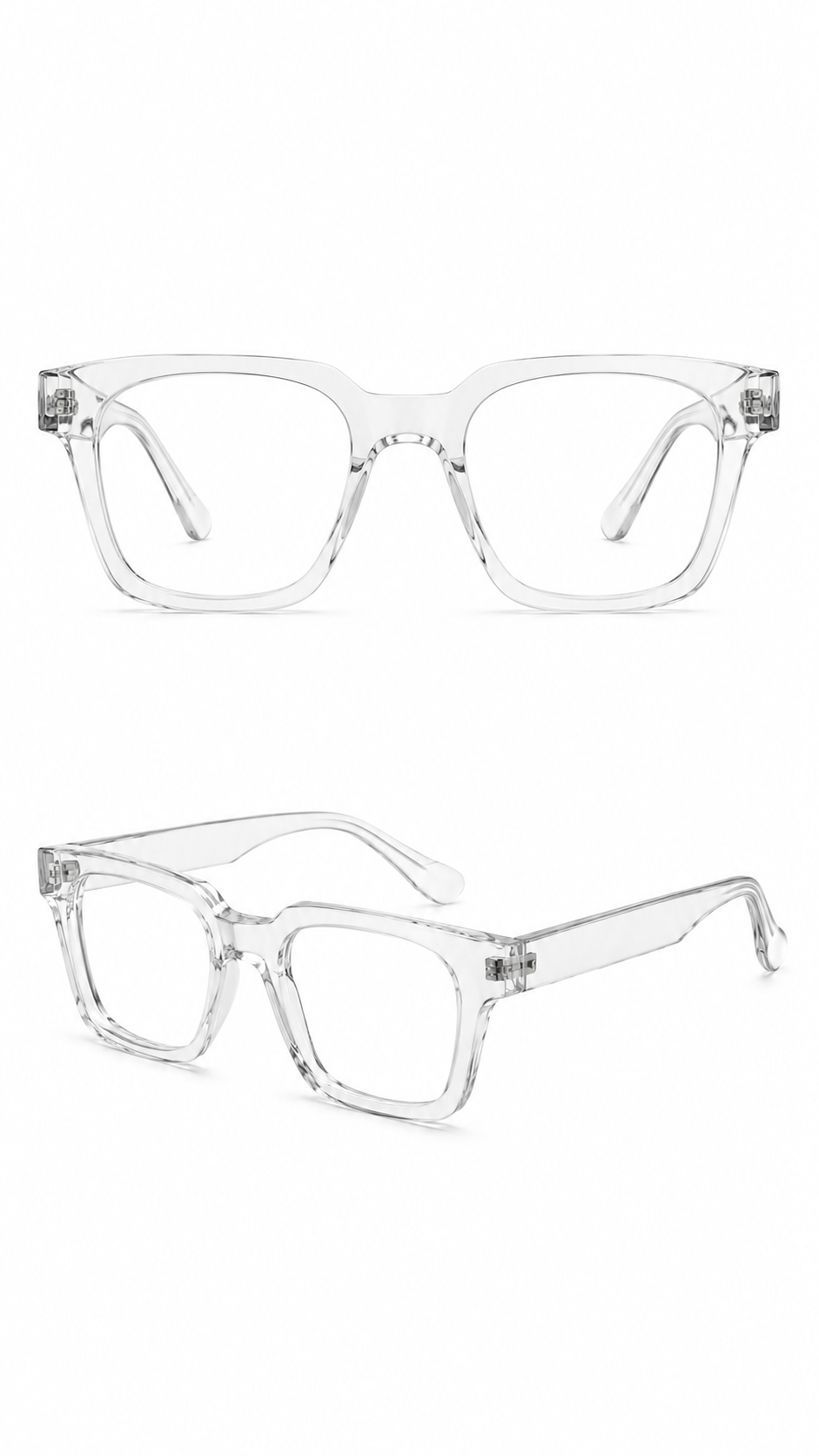Crystal Clear Transparent Rectangle Glasses Frame
