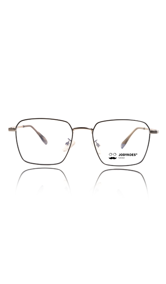 Premium Series Metal Spectacle Frame With Anti-Glare Blue Light Blocking Eyeglasses for Men and Women | Computer and Mobile Phone Protection Eyewear Frames (Black and Silver)