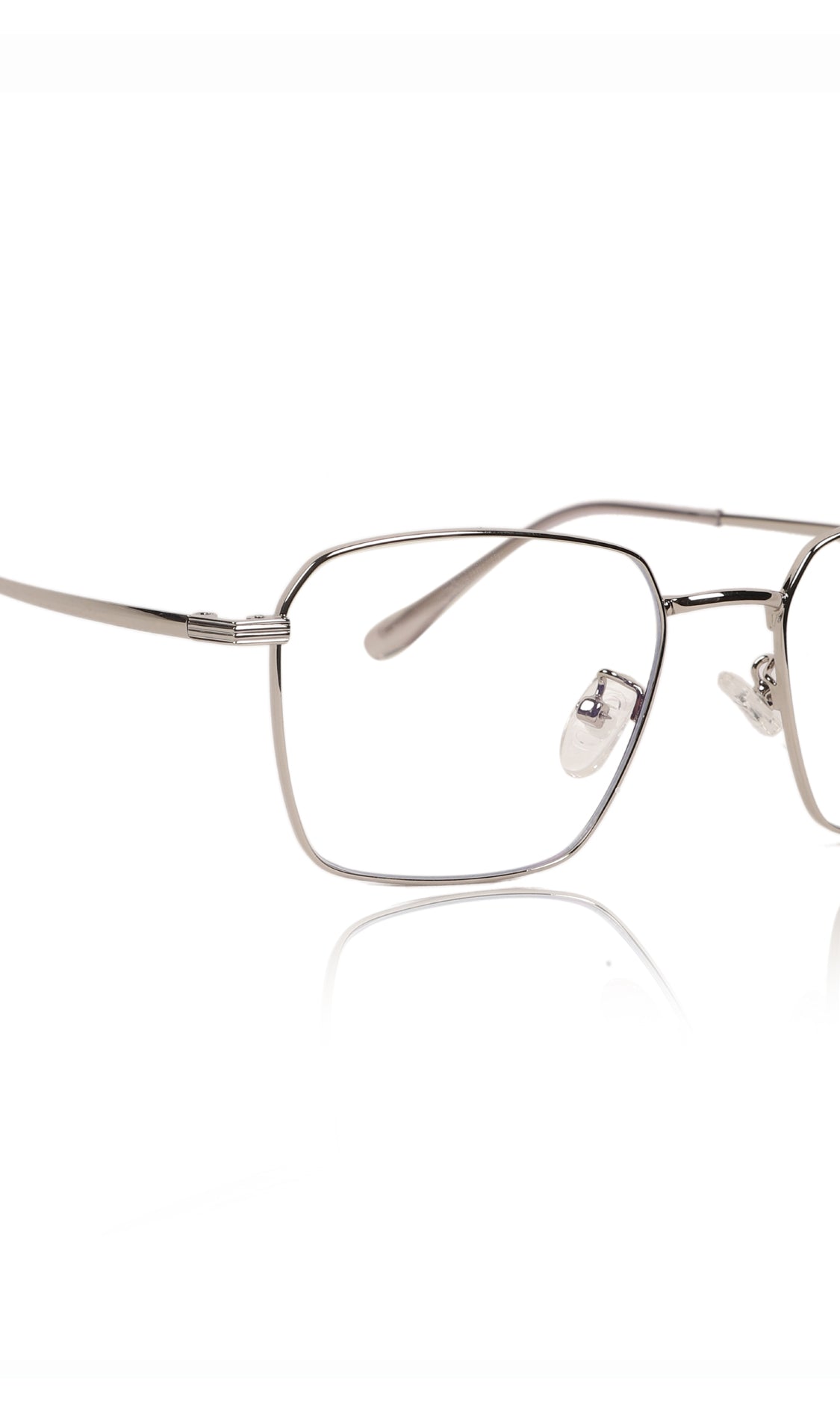 Premium Series Metal Spectacle Frame With Anti-Glare Blue Light Blocking Eyeglasses for Men and Women | Computer and Mobile Phone Protection Eyewear Frames (Silver)