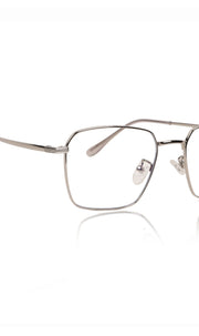 Premium Series Metal Spectacle Frame With Anti-Glare Blue Light Blocking Eyeglasses for Men and Women | Computer and Mobile Phone Protection Eyewear Frames (Silver)