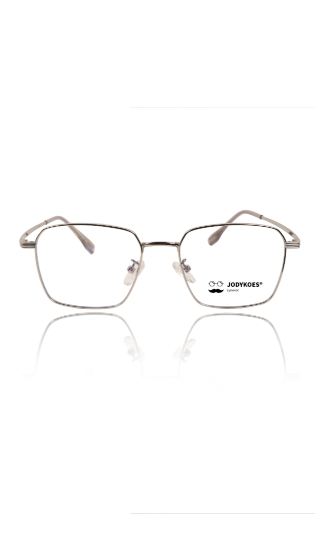 Premium Series Metal Spectacle Frame With Anti-Glare Blue Light Blocking Eyeglasses for Men and Women | Computer and Mobile Phone Protection Eyewear Frames (Silver)