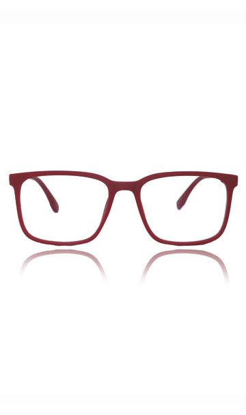 Colour Series : Vibrant colours eyewear rectangle frames with anti glare and blue filter eyeglasses for men and women (Cherry Red)