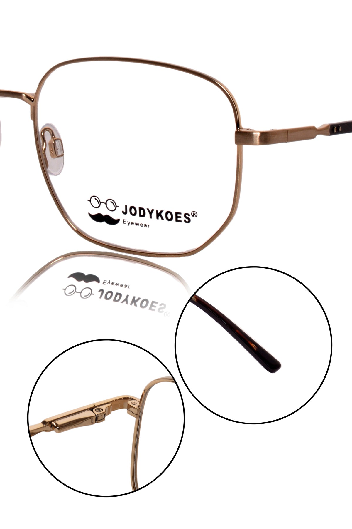 Luxury Series : Pure Titanium Metal Spectacle Eyeglasses | New Shape Square Metal Eyewear Frame (Matte Gold)