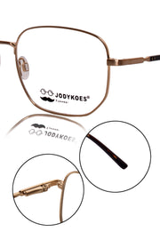 Luxury Series : Pure Titanium Metal Spectacle Eyeglasses | New Shape Square Metal Eyewear Frame (Matte Gold)