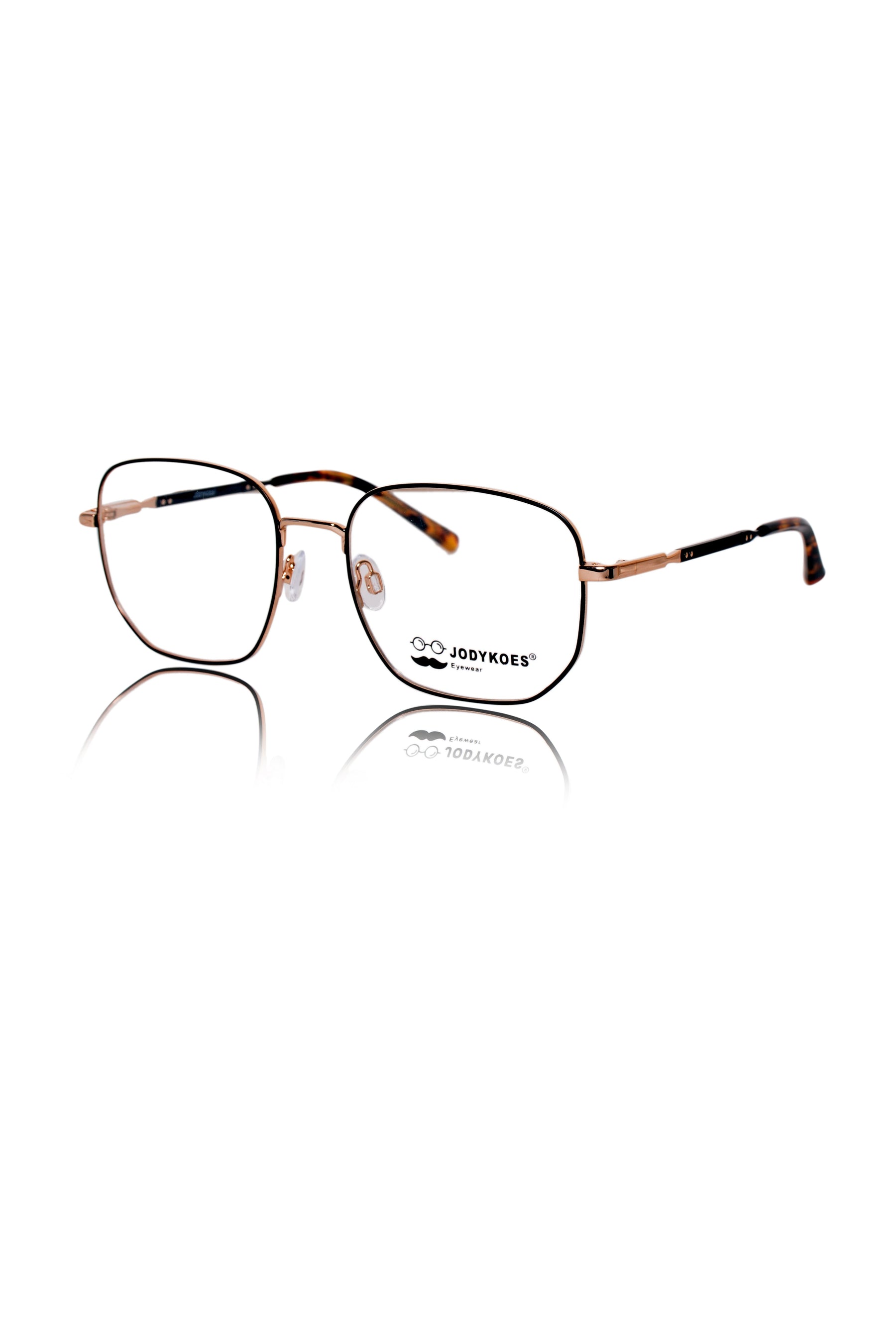 Luxury Series : Pure Titanium Metal Spectacle Eyeglasses | New Shape Square Metal Eyewear Frame (Black And Gold)