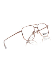 Luxury Series : Pure Titanium Metal Spectacle Eyeglasses | New Shape Double Bar Square Metal Eyewear Frame (Gold)
