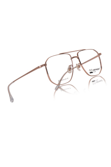 Luxury Series : Pure Titanium Metal Spectacle Eyeglasses | New Shape Double Bar Square Metal Eyewear Frame (Gold)