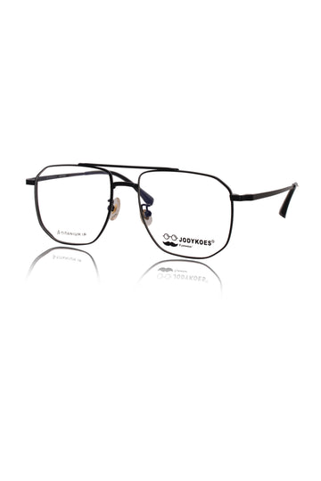 Luxury Series : Pure Titanium Metal Spectacle Eyeglasses | New Shape Double Bar Square Metal Eyewear Frame (Black)