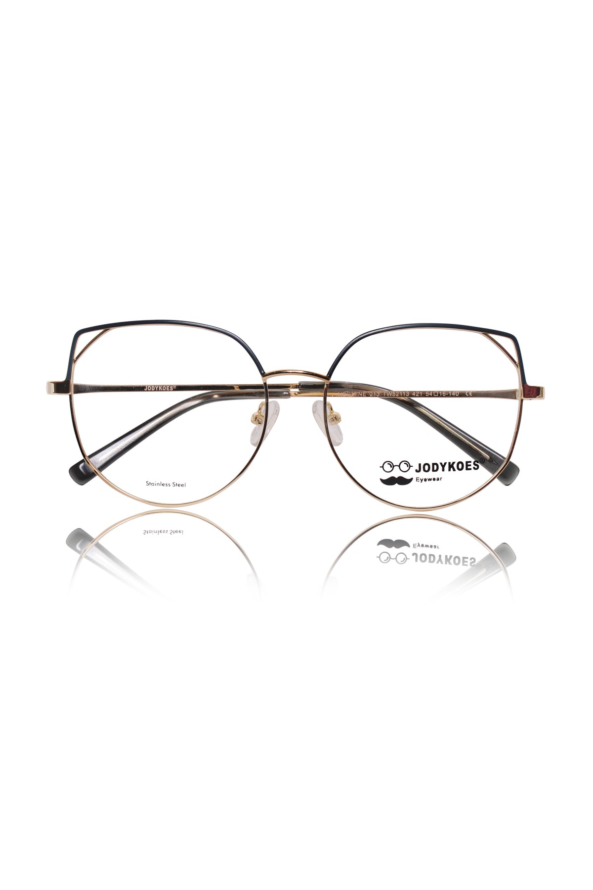 Luxury Series : Pure Titanium Metal Spectacle Eyeglasses | Cat Eye Metal Eyewear Frame (Green and Gold)